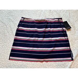 Golftini‎ Stay In Your Lane Performance Skort Navy Pink Green Striped Size 12